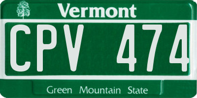 VT license plate CPV474