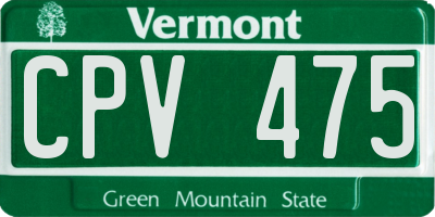 VT license plate CPV475