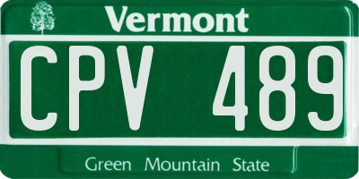 VT license plate CPV489