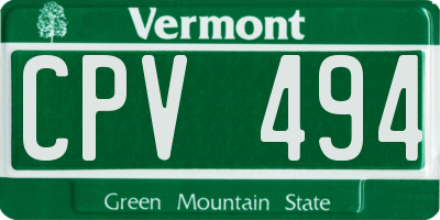 VT license plate CPV494