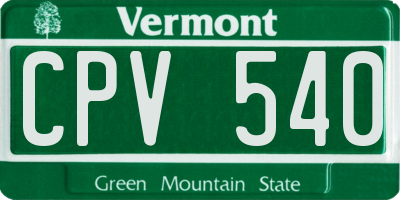 VT license plate CPV540