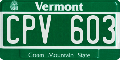VT license plate CPV603