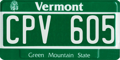 VT license plate CPV605