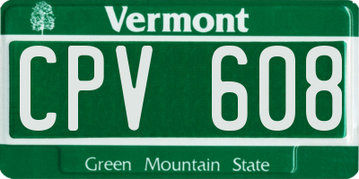 VT license plate CPV608