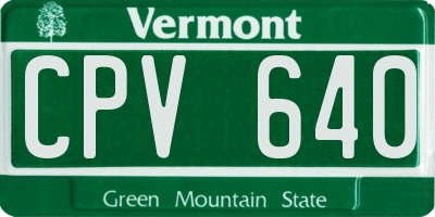 VT license plate CPV640