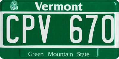 VT license plate CPV670