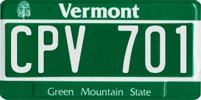 VT license plate CPV701