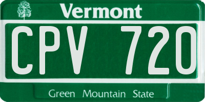 VT license plate CPV720