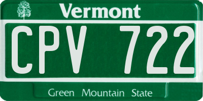 VT license plate CPV722