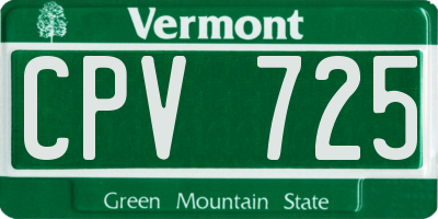 VT license plate CPV725