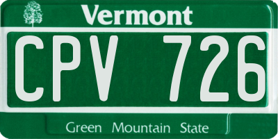 VT license plate CPV726