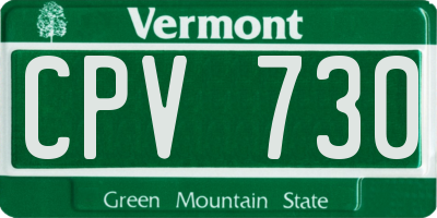 VT license plate CPV730
