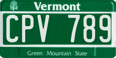 VT license plate CPV789