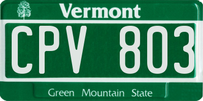 VT license plate CPV803
