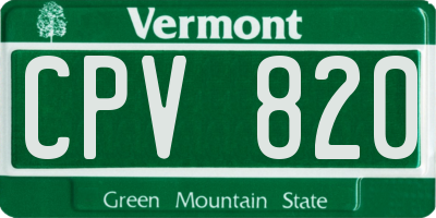 VT license plate CPV820