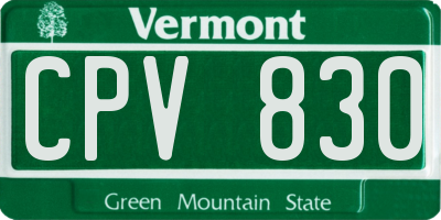 VT license plate CPV830