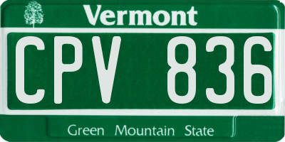 VT license plate CPV836
