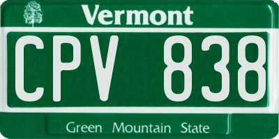 VT license plate CPV838