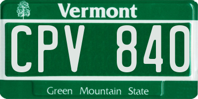 VT license plate CPV840