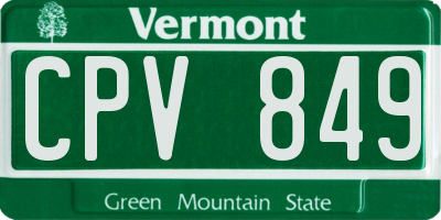 VT license plate CPV849