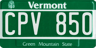 VT license plate CPV850