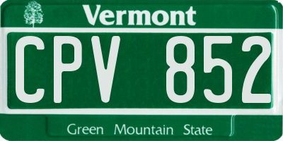 VT license plate CPV852