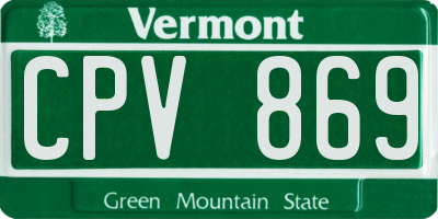 VT license plate CPV869