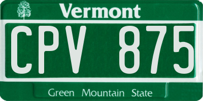 VT license plate CPV875