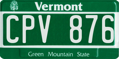 VT license plate CPV876