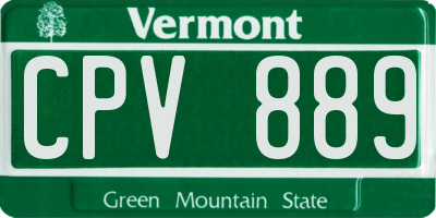 VT license plate CPV889