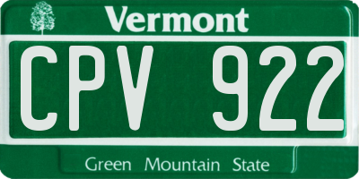 VT license plate CPV922