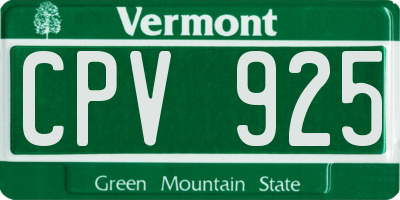 VT license plate CPV925