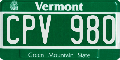 VT license plate CPV980