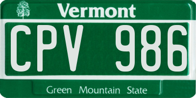 VT license plate CPV986