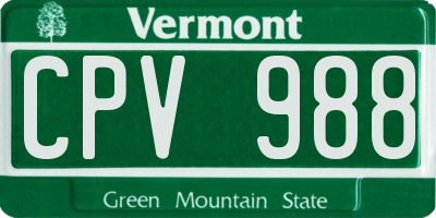 VT license plate CPV988