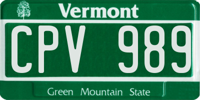 VT license plate CPV989