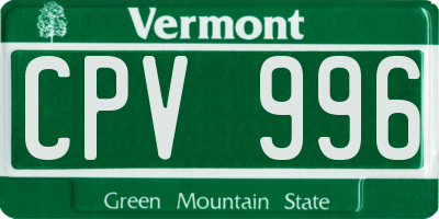VT license plate CPV996