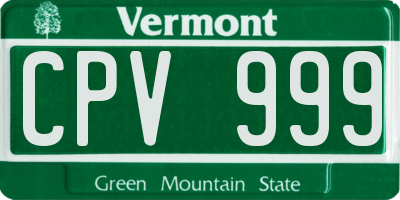 VT license plate CPV999