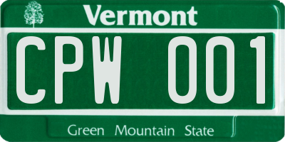 VT license plate CPW001