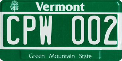 VT license plate CPW002