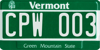 VT license plate CPW003