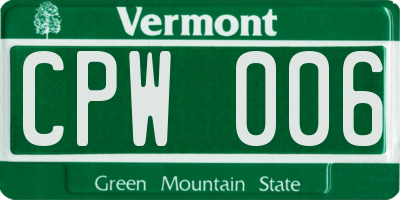 VT license plate CPW006