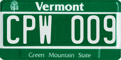 VT license plate CPW009