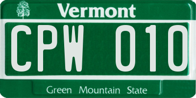 VT license plate CPW010