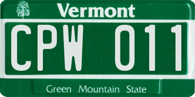 VT license plate CPW011