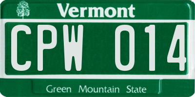 VT license plate CPW014