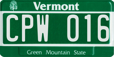 VT license plate CPW016