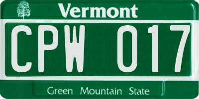 VT license plate CPW017