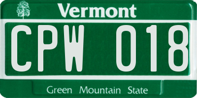 VT license plate CPW018