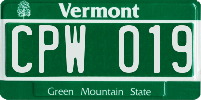 VT license plate CPW019